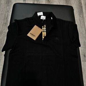 Burberry Black Polo with Iconic Check Detail